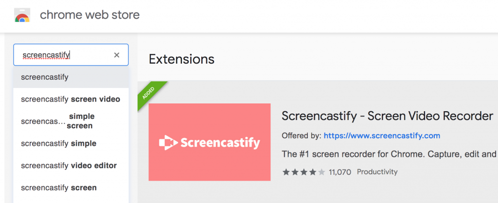 chrome web store screencastify