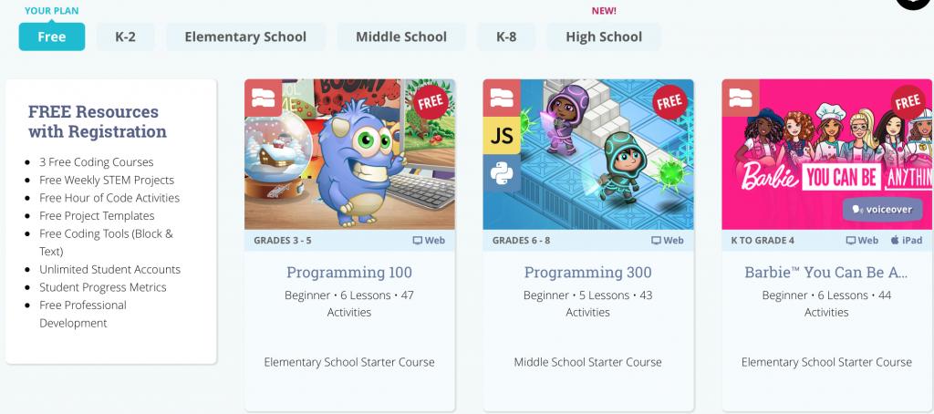 Resources for Coding - Grades 6 - 8