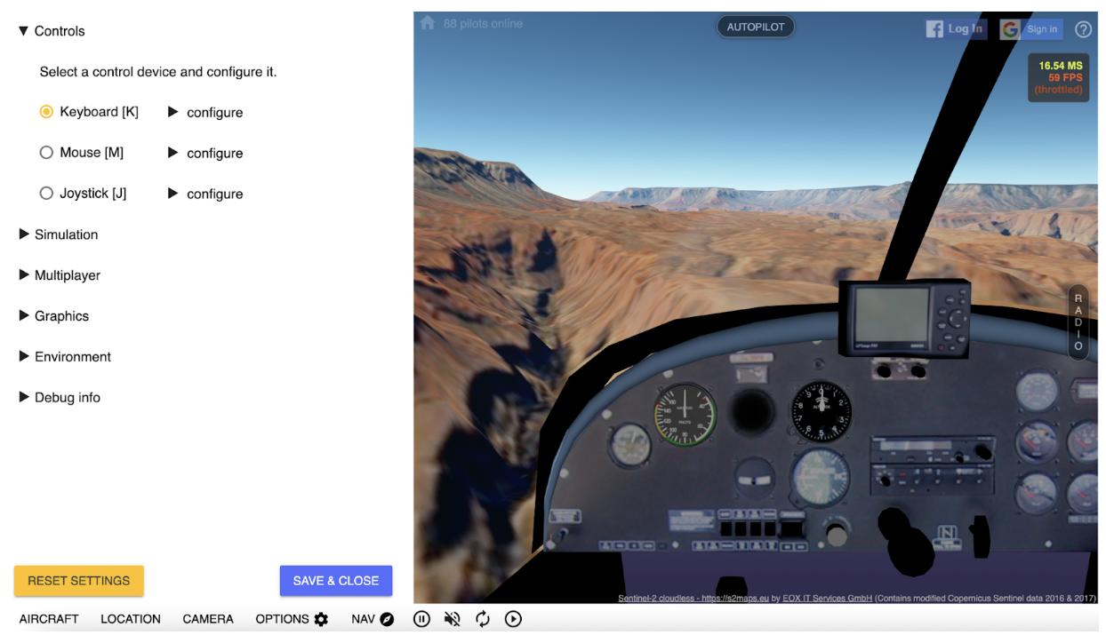 Google Earth Flight Simulator Controls