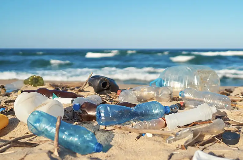 Trash on beach