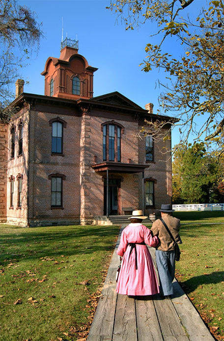 walking towards house