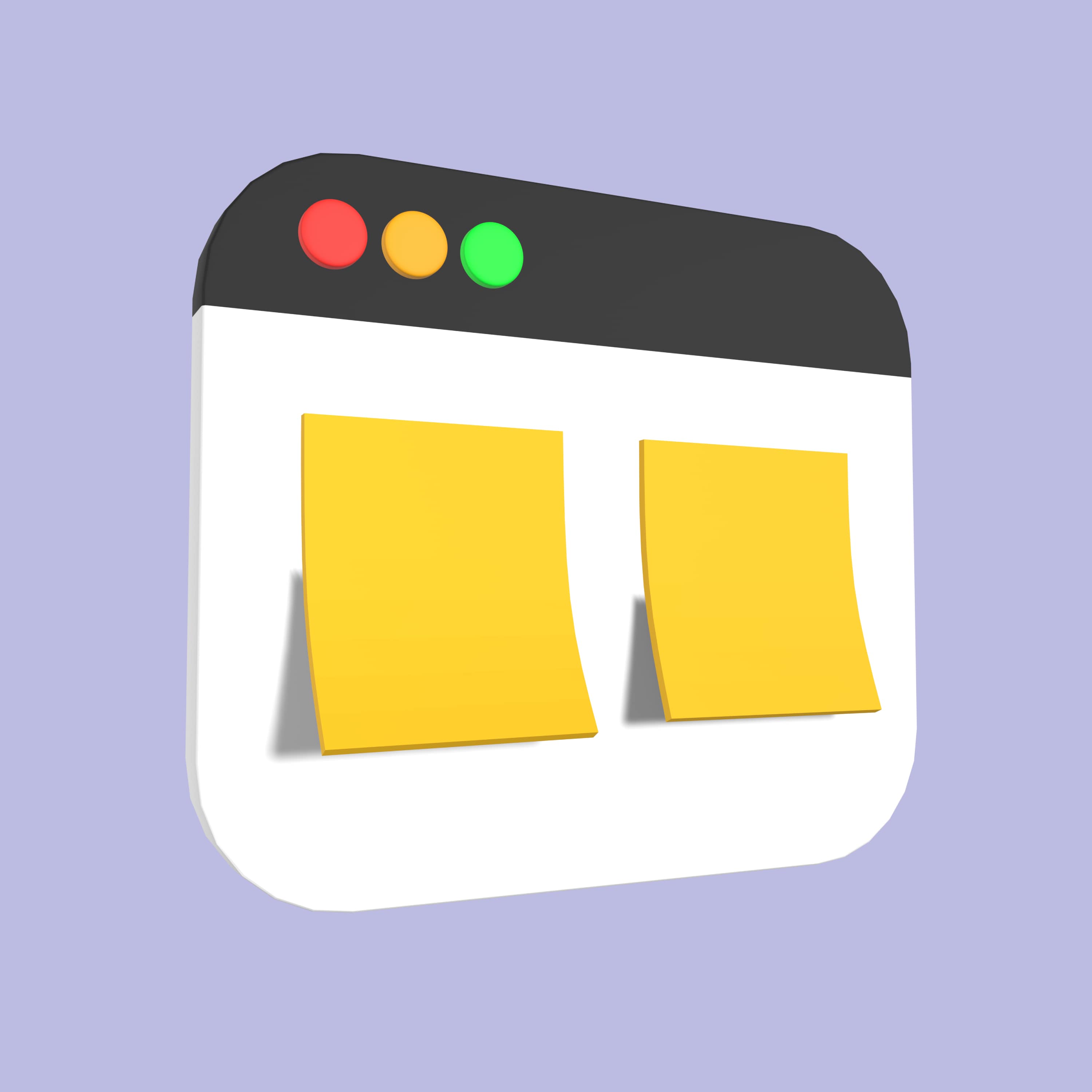 An app window with two sticky notes, representing Google Keep.